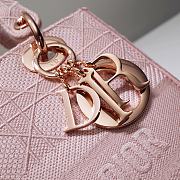 Dior Lady D-lite Embroidered Cannage Leather Bag in Pink 24x20x11cm - 4