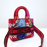 Dior Lady D-lite Bag Bright Pink Multicolor D-Flower Pop Embroidery  - 6