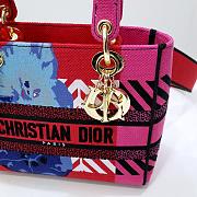 Dior Lady D-lite Bag Bright Pink Multicolor D-Flower Pop Embroidery  - 2