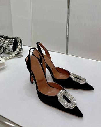 Amina&Muaddi Crystal Slingback in Black