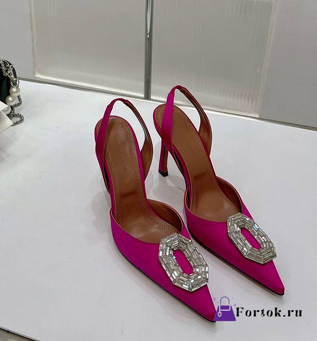 Amina&Muaddi Crystal Slingback in Pink - 1