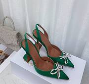 Amina&Muaddi Bow High Heels in Green - 1
