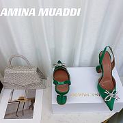 Amina&Muaddi Bow High Heels in Green - 4