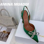 Amina&Muaddi Bow High Heels in Green - 2