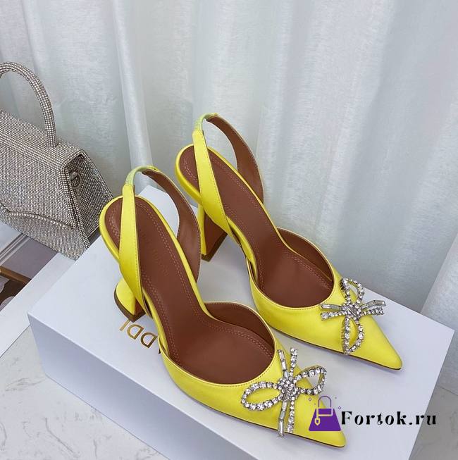 Amina&Muaddi Bow High Heels in Yellow - 1