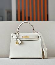 Hermes Kelly Epsom Bag In White 28x22x10cm - 1