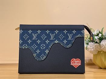 Louis Vuitton Pochette Voyage Monogram Canvas Clutch Denim M45961 27x21x6cm