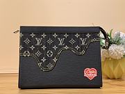 Louis Vuitton Pochette Voyage Monogram Canvas Clutch Denim Black M45961 27x21x6cm - 1