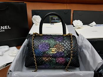 Chanel Flap Bag Python Leather Black 25.5cm