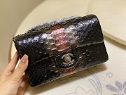 Chanel Flap Bag Python Leather Black Orange Stripe 20cm - 3