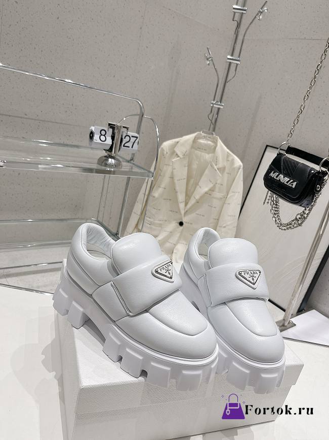 Prada Soft Padded Nappa Leather Loafers White  - 1