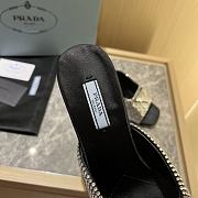 Prada Crystal Satin Slippers Black - 6