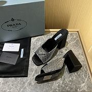 Prada Crystal Satin Slippers Black - 2