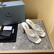 Prada Crystal Satin Slippers White - 1