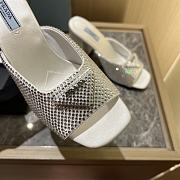 Prada Crystal Satin Slippers White - 3