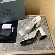 Prada Crystal Satin Slippers White - 2
