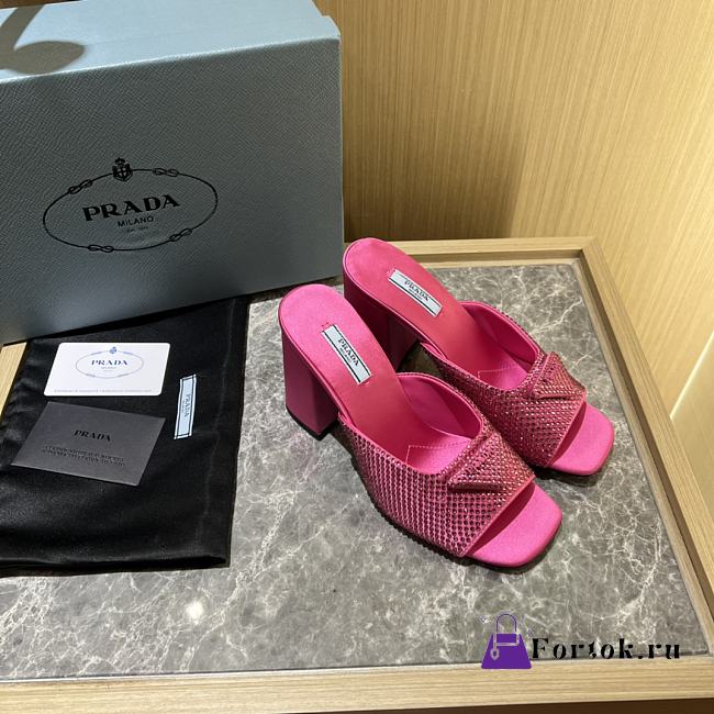 Prada Crystal Satin Slippers Pink - 1