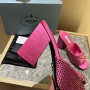 Prada Crystal Satin Slippers Pink - 5