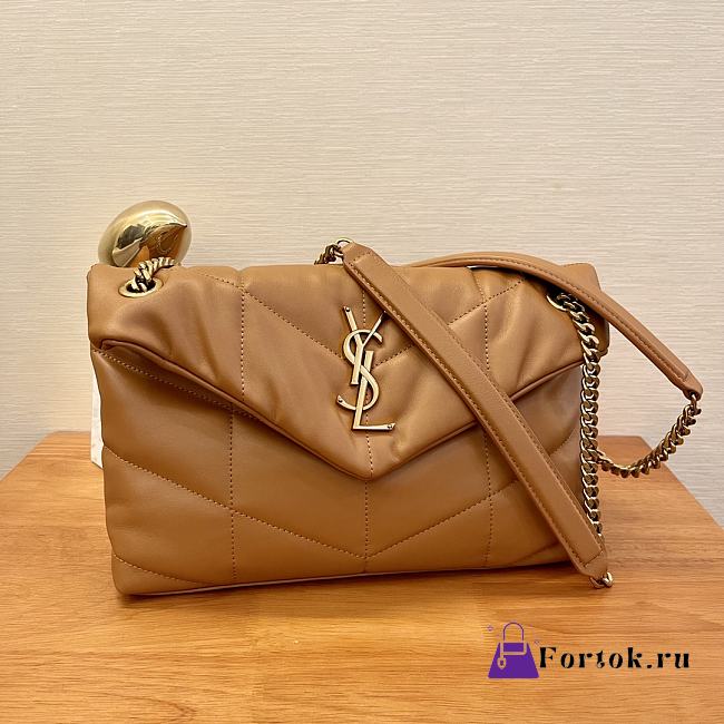 Fortok Saint Laurent Loulou Puffer Quilted Lambskin Bag in Brown 29x17x11cm - 1
