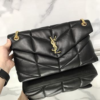 Fortok Saint Laurent Loulou Puffer Quilted Lambskin Bag in Black 35×23×13.5cm