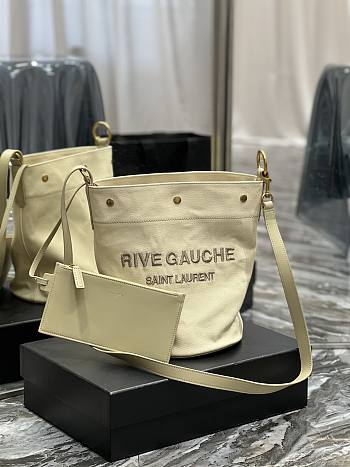 Fortok Saint Laurent Rive Gauche Bucket Bag in Beige 