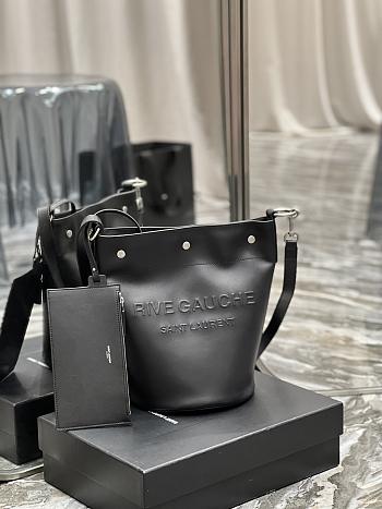 Fortok Saint Laurent Rive Gauche Bucket Bag In Black