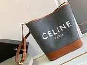 Fortok Celine Felt Fabric Cow Leather Bucket Bag 33x27x17cm - 1