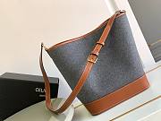 Fortok Celine Felt Fabric Cow Leather Bucket Bag 33x27x17cm - 5