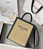 Fortok Celine Vertical Cabas Tote Canvas with Leather Beige Black - 1