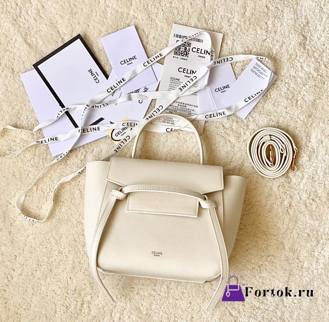 Fortok Celine Belt Bag In Grained Calfskin White 20x20x10cm - 1