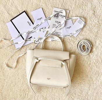 Fortok Celine Belt Bag In Grained Calfskin White 20x20x10cm