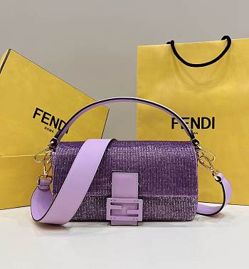 Fortok Fendi Baguette Re-Edition Bag Purple in Lilac Beads 27cm