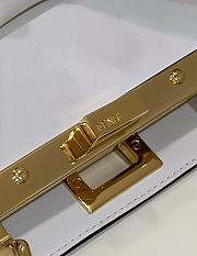 Fortok Fendi White Peekaboo Baguette Iconic Bag FF Buckle 23x11x18cm - 4