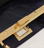 Fortok Fendi Black Peekaboo Baguette Iconic Bag FF Buckle 23x11x18cm - 2