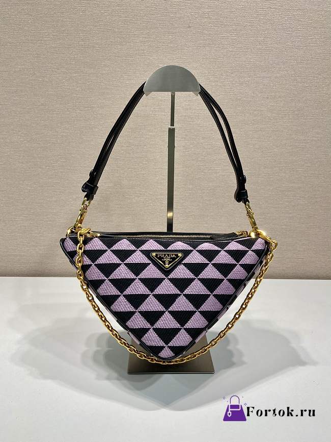 Fortok Prada Symbole Leather And Fabric Bag in Black and Purple - 1