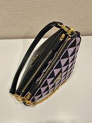 Fortok Prada Symbole Leather And Fabric Bag in Black and Purple - 4
