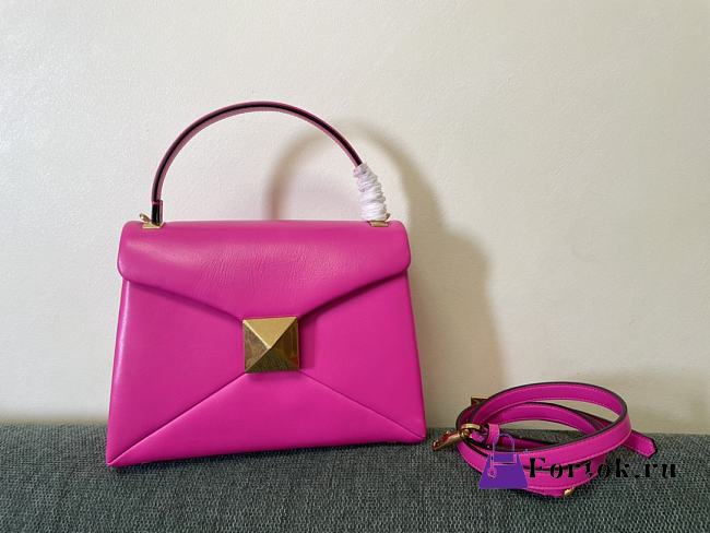 Fortok Valentino One Stud Sheepskin Handbag in Pink 24x18x10cm - 1