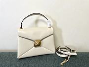 Fortok Valentino One Stud Sheepskin Handbag in White 24x18x10cm - 1