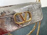 Fortok Valentino VLogo Signature Diamond Buckle Calfskin Shoulder Bag in Silver - 4