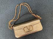 Fortok Valentino VLogo Signature Diamond Buckle Calfskin Shoulder Bag in Gold - 2