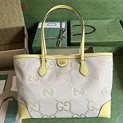 Fortok Gucci Ophidia Jumbo GG Tote Bag in Beige/Yellow 38x28x14cm - 1
