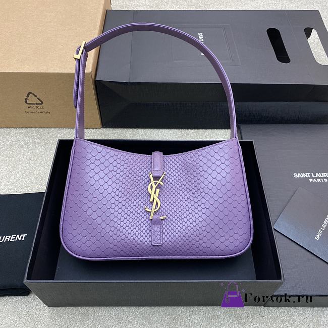 Fortok Saint Laurent Le5A7 Light Purple Snakeskin Hobo Bag 24.5x16x6cm - 1