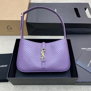 Fortok Saint Laurent Le5A7 Light Purple Snakeskin Hobo Bag 24.5x16x6cm