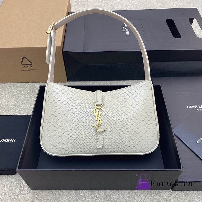 Fortok Saint Laurent Le5A7 White Snakeskin Hobo Bag 24.5x16x6cm - 1