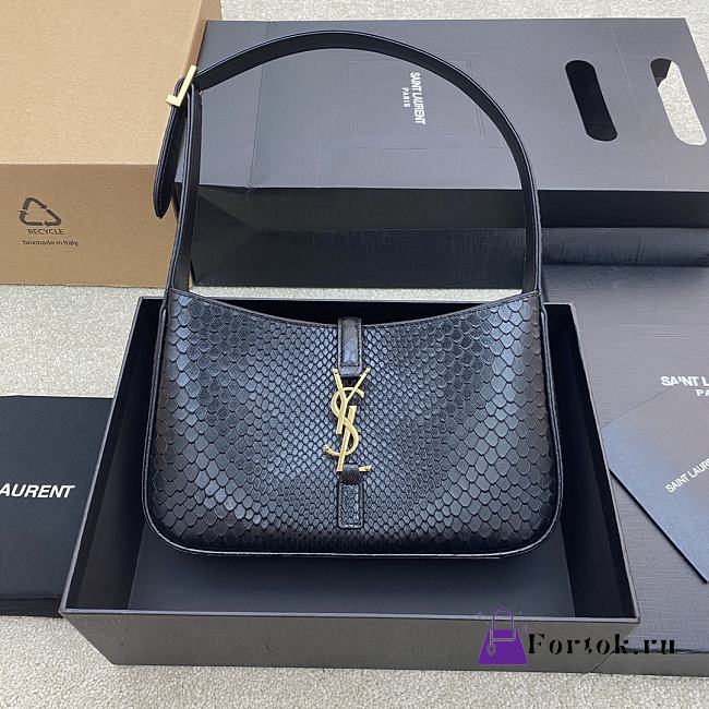 Fortok Saint Laurent Le5A7 Black Snakeskin Hobo Bag 24.5x16x6cm - 1