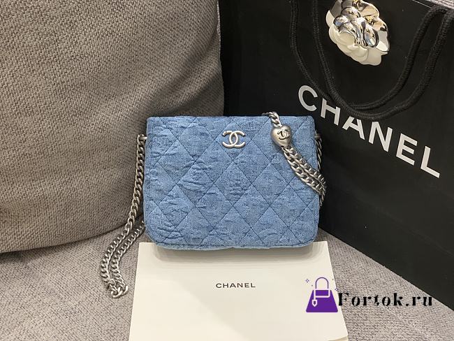 Fortok Chanel 23p Mini Tote Denim Bag 16x20x8cm - 1