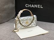 Fortok Chanel 23P Mini Flap Bag Cowhide Bag Silver Gold Hardware - 6