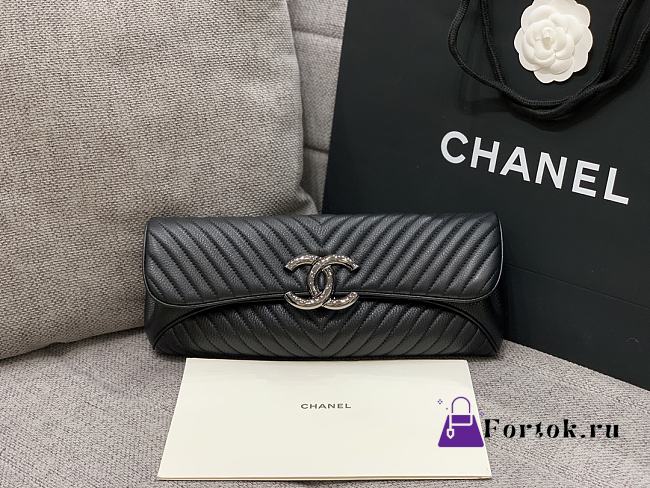 Fortok Chanel Clutch Silver Hardware 30x12x6cm - 1