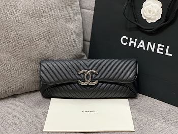 Fortok Chanel Clutch Silver Hardware 30x12x6cm