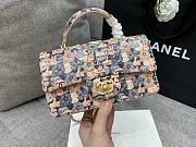 Fortok Chanel Nylon Quilted Medium Cat Emoticon Double Flap Navy Ecru Bag Pink - 5